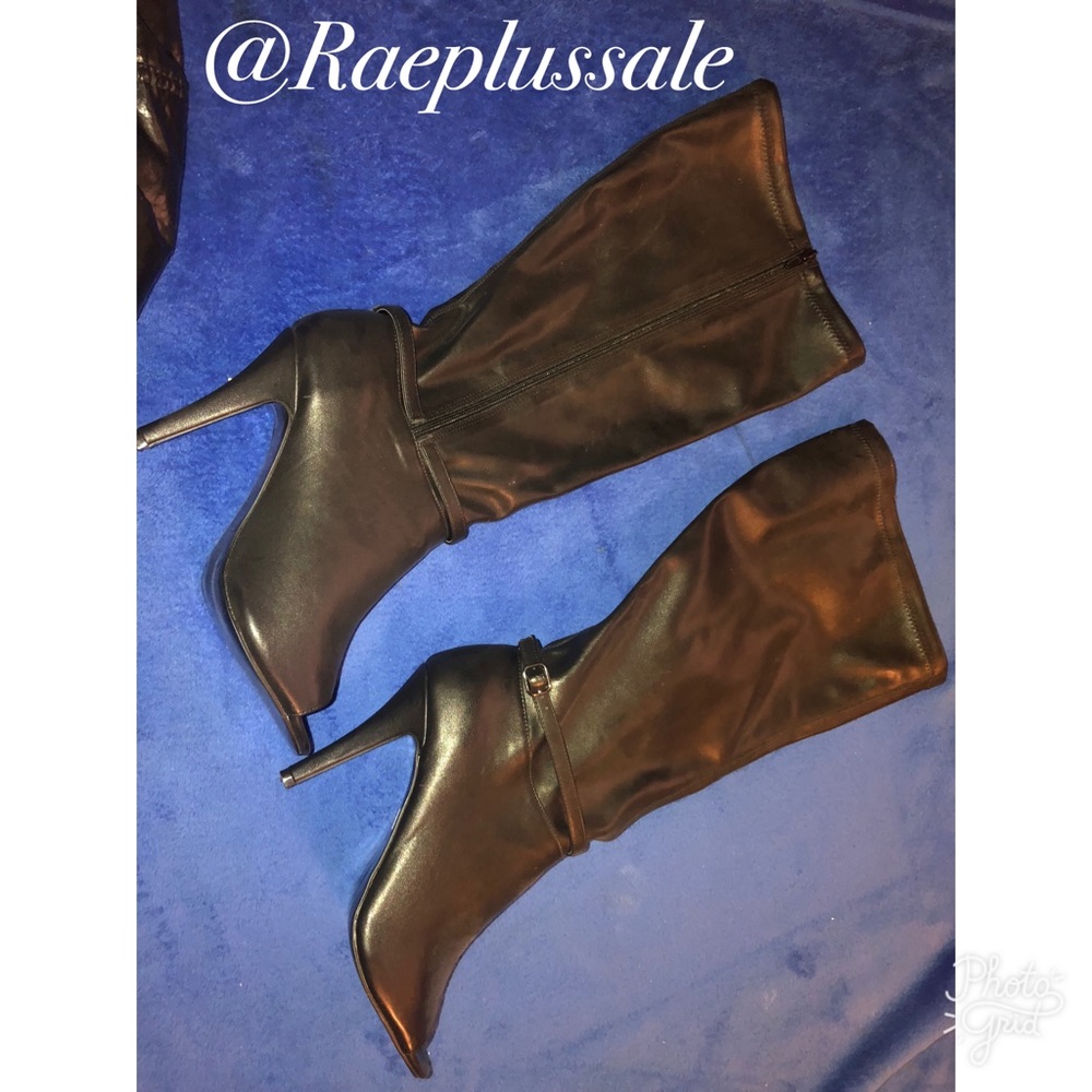 Torrid Black Leather Peep Toe Boot 10W